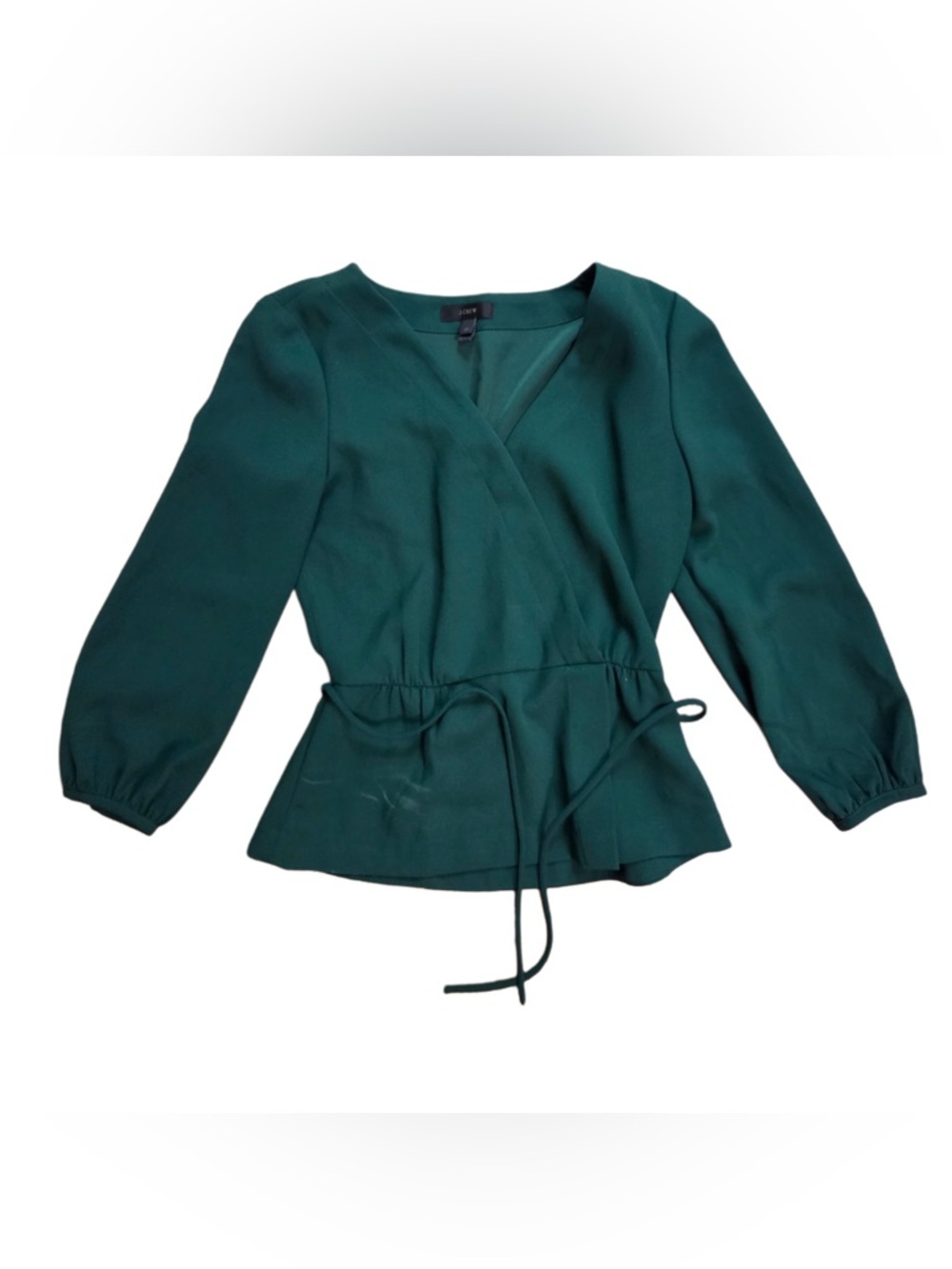 J. Crew Emerald Green Wrap Tie Peplum Blouse